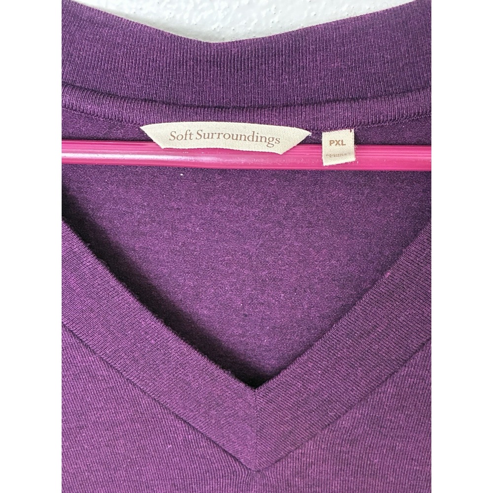 Soft Surroundings Slouchy Purple Knit Pullover High Low Curved Hem V-Neck PXL - Picture 2 of 11